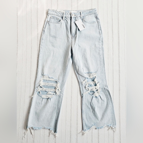 Vervet High Rise 90's Vintage Flare Jeans Cropped Cotton Retro Leslie 29 NEW - Picture 5 of 12